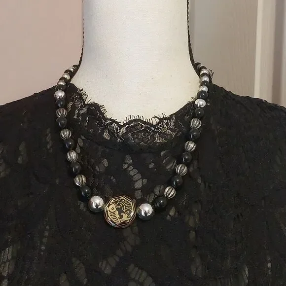 Feng Shui Yin Yang Koi Fish Wealth Charm Beaded Necklace - Picture 1 of 5